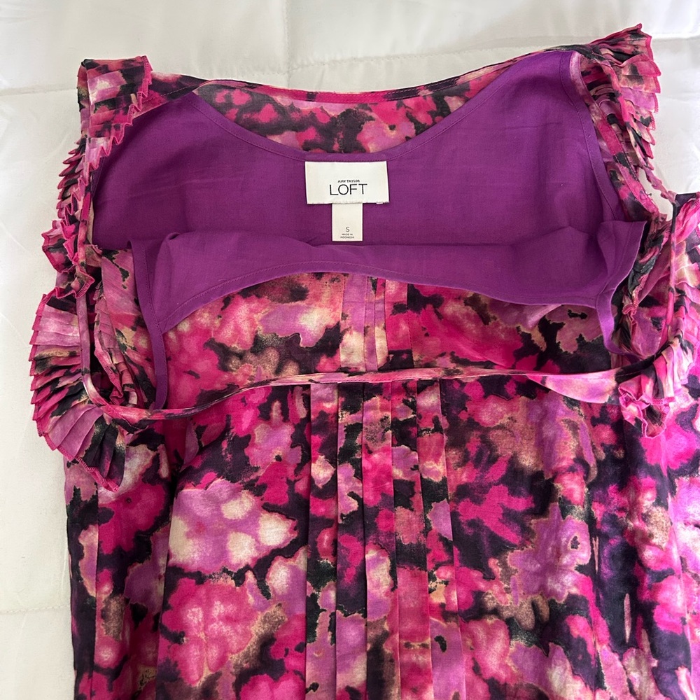LOFT Pink and Purple Floral Blouse Tank